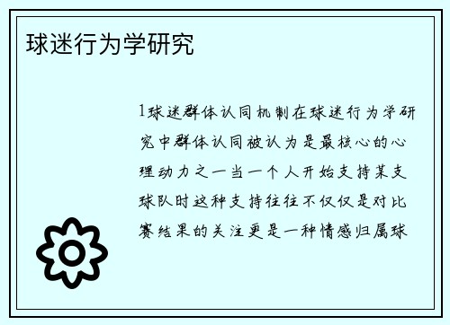 球迷行为学研究